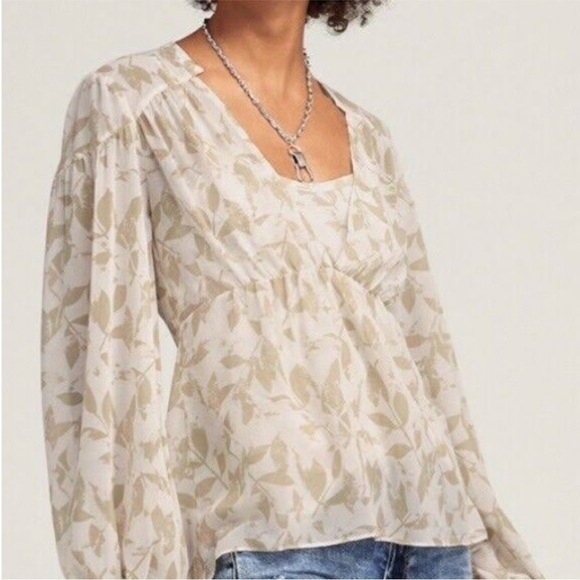 CABI “COUPLET” Y2K PEASANT EMPIRE WAIST SHEER 2 PIECE SET TAN CREAM SIZE MEDIUM - Picture 3 of 10